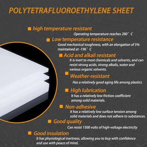 Premium PTFE Teflon Sheet 500 By 500 Mm For Mechanical And DIY Projects 0.3 To 45 Mm Thick Durable Chemical Resistant Features