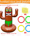 Inflatable Luau Tiki Pool Ring Toss Set With 4 Rings And Tiki Base 25 Inch Tiki Toss Beach Party Toy For Adults Indoor Outdoor Summer