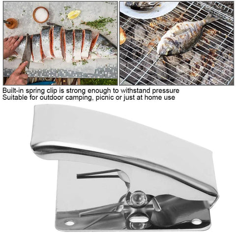 Drfeify fish fillet clamps, close-up view, 6-piece stainless steel with built-in spring