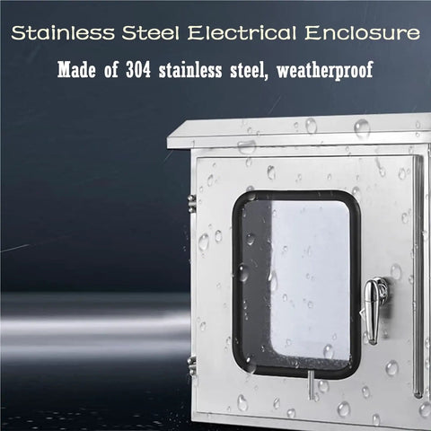 Outdoor Stainless Steel Weatherproof Electrical Control Box Enclosure for Wall Mount with rain droplets