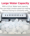 Frigidaire portable stainless steel ice maker with ice cubes in bin