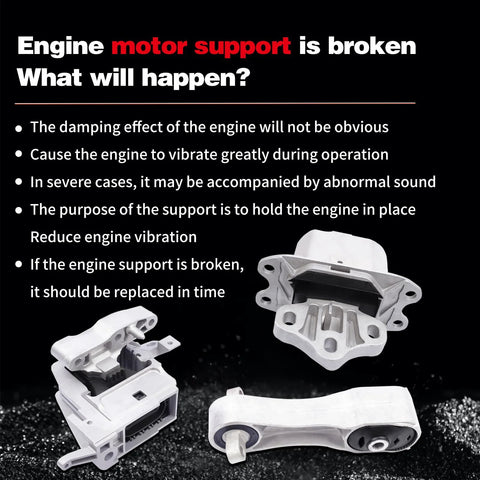 MINI Engine And Transmission Mount Kit For Cooper Clubman Countryman X1 X2 228i M235i 2.0L 3 Piece Set Beefed Up Premium OE Quality Heavy Duty Vibration Dampening Direct Fit Replacement with text explaining engine support importance.