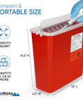 5 Quart Sharps Container 3 Pack For Home And Professional Use With Horizontal Drop Lid And Dual Levers For Safe Biohazard Needle And Syringe Disposal CDC Certified red container, compact 5 quart size, syringe disposal