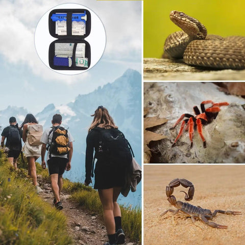 Snake Bite And Sting First Aid Kit For Hiking And Camping With Venom Extractor Suction Pump For Rattlesnake And Bee Stings Grab And Go Venom Removal Set For Humans And Pets Easy To Use Emergency Kit
