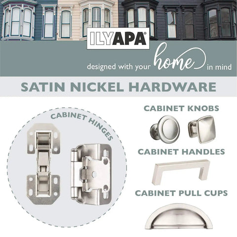 Soft Close Face Frame Concealed Cabinet Hinges 50 Pack Satin Nickel One Half Inch For Kitchen Cabinets Doors With Free Mounting Hardware