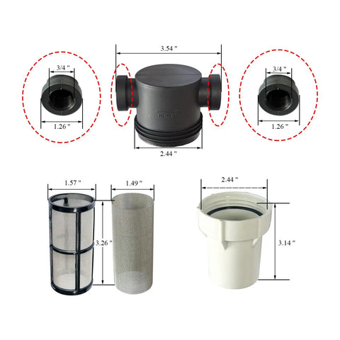 Three Quarter Inch Water Pump Filter With 40 Mesh And 80 Mesh Stainless Steel Screens No Fuss Heavy Duty Rust Proof Sediment Filter