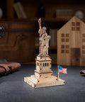 Statue Of Liberty 3D Puzzle Kit, 46 Piece Wooden DIY Model Stands 5.7 Inches, Easy Build No Glue Needed, World Cities Collection, Great Gift For Puzzle Buffs And History Lovers