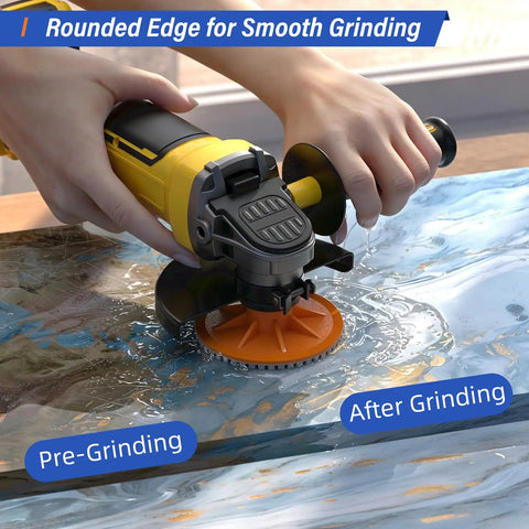 4 Inch Diamond Polishing Pads For Angle Grinder 3 Pack Wet And Dry Stone And Concrete Polishing Discs showing wet grinding on stone