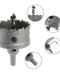 Heavy Duty 2 3/8 Inch Carbide Tipped Hole Saw Drill Bit Featuring Industrial TCT Cemented Teeth, close-up angle showing teeth.