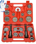 Pro Grade 24 Piece Disc Brake Caliper Wind Back Tool Set With Piston Backer And Left And Right Thrust Bolts, 18 Adapters