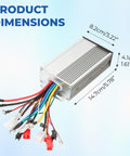 Beefed Up Dual Mode 12 Tube Brushless Motor Speed Controller with wires exposed; dimensions labeled for size reference.