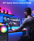 DIY game room with 9.2ft Smart TV Backlight LED Strip with 16 Million RGB Colors for immersive gaming ambience.