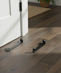 2 Pack Black Top Door Stops with 90 Degree Top Mount Limiter and Rubber Pad for Left or Right Swing Wood or Iron Doors