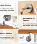 Installation guide for Heavy Duty Beech Wood Stair Handrail 100 Cm showing mounting steps and tools for secure setup.