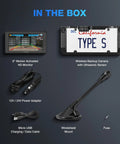 Contents of Solar Powered Wireless Back Up Cam With License Plate Frame, including 6 inch HD monitor and accessories