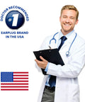 Doctor with clipboard endorsing Airplane Pressure Relief Earplugs With 26dB NRR And 33dB SNR For Flying Pain Free Ears
