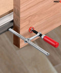 Quick Screw Guide Rail Clamp Set for MFT and Guide Rail Systems, Opens to Seven and Seven Eighths Inches, 2 Pack clamp in use