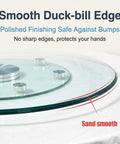 Workhorse Tempered Glass Lazy Susan Turntable with smooth duck-bill edge, polished finish, 360 degree silent bearing on tabletop.