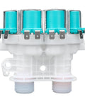 Washer Water Inlet Valve Assembly W11165546 W11096267 For Reliable Fill Control, Compatible With Most Front Load Washers, Replaces W10599423 W10758828 W11165546VP AP6284346, Dual 4 Coil Solenoid With Preinstalled Filter, front view