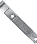 Eight Inch Heavy Duty Strap Hinge Pair Real Deal Galvanized Steel Built Different For Wood Fences Shedding Rust Outdoors Compatible Lag Screw Threaded Bolts Mounting Hardware Righteous Grip close-up showing hinge with pivot hole.