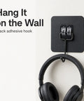 Heavy Duty Black Adhesive Wall Hooks Peel And Stick Hangers No Mess Quick Install For Entryway holds headphones on wall hook