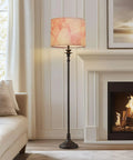 Marble Granite White Drum Lamp Shade With Pink Graphic Abstract Pattern For Table And Floor Lamps Replacement Fabric Lampshade