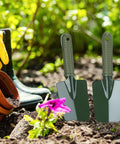 12 Piece Garden Shovel And Trowel Set With Metal Blades And Plastic Handles Grippy Anti Slip Garden Hand Tools in soil