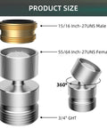 Metal Swivel Faucet Adapter For Sink To Garden Hose Chrome Finish Easy Install No Fuss Setup With G Three Fourths Male Thread Brass Connector Included For Female Faucet Heads 3/4 GHT