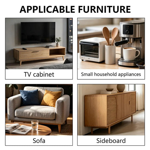 Wooden TV cabinet, small appliances, sofa, sideboard using Soft Rubber Chair Feet 30x30mm Anti Slip Pads for floor protection