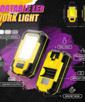 Diagram of 2 Pack Portable Led Rechargeable Work Light With Magnetic Base And Hanging Hook, 30W 1200 Lumens Super Bright, Yellow