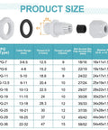 DIY Friendly Nylon Cable Glands 10 Pack For 5-10mm Waterproof Cord Grips With Washers Locknuts Gaskets Size Chart