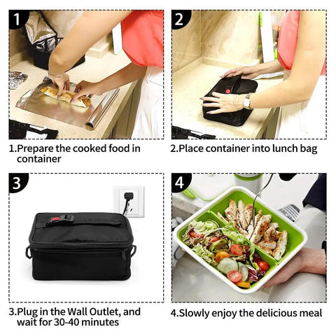 Portable Oven For Reheating On The Go Mini Electric Lunch Warmer Box Heats Raw Foods In Office Travel Potlucks And Home Kitchen 110V Personal Food Warmer demonstration