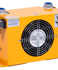 Hydraulic System Air Oil Cooler With Fan 60 LPM Flow 1.8KW Cooling Power Aluminum Plate Heat Exchanger Oil Radiator, front view