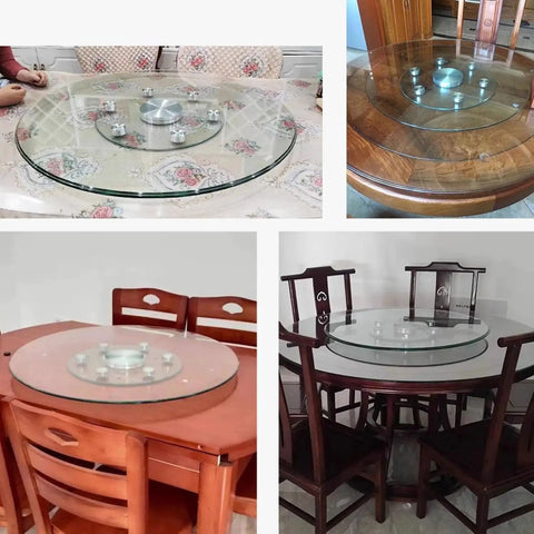 Massive 35 Inch Turntable Lazy Susan Tabletop Rotating Tray With Tempered Glass Display Plate For Dining Table Transparent Swivel