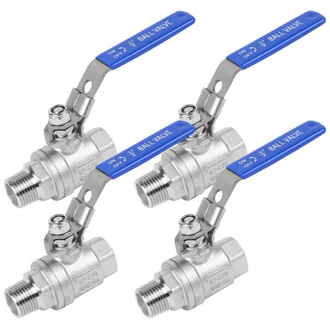 4 Pack Full Port Ball Valve One Half Inch NPT Male To Female 304 Stainless Steel Heavy Duty Shut Off Valve With Locking Device