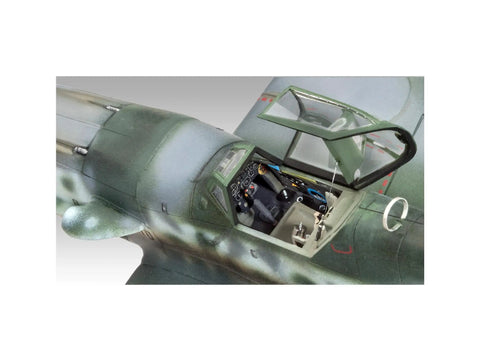 Detailed cockpit view of Messerschmitt BF 109 G10 Model Airplane Kit in 1 to 48 scale with movable propeller 40 parts.