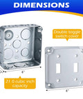 Two Gang Double Switch Box Kit With 4x4 Inch Metal Electrical Box and double toggle switch cover dimensions