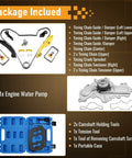 Timing Chain Kit With Water Pump And Camshaft Holding Tool For 2011 Through 2019 Explorer Edge Taurus Flex 3.5L And 3.7L V6 Engines With Timing Alignment Holder Easy Install Built To Last, showing parts and tools included