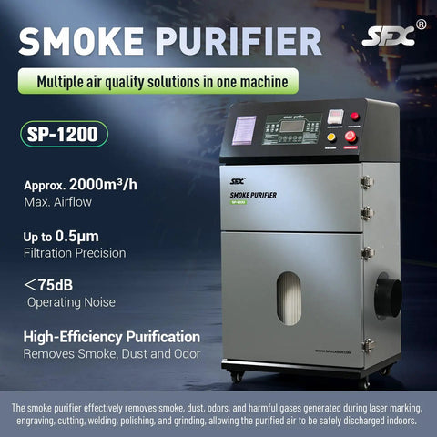 Heavy Duty Laser Fume Extractor With Multi Stage Filtration And Powerful Airflow designed for effective smoke purification in workshops.