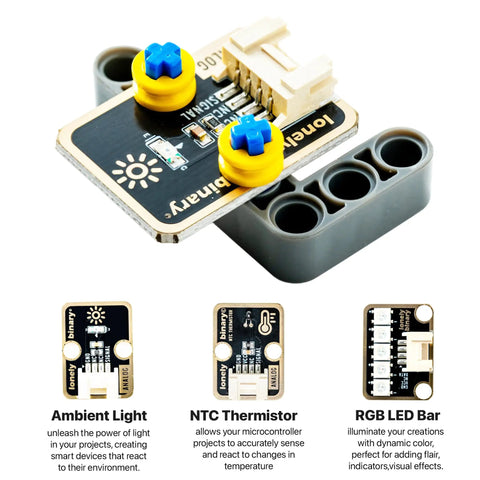 ESP32 S3 Starter Kit with 16MB Flash Development Board, showing ambient light, NTC thermistor, and RGB LED bar sensors.