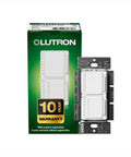 Maestro LED Plus 2 In 1 Dimmer And Timer Switch For Lights Or Fans, Space Saving Stack Design with packaging, white finish