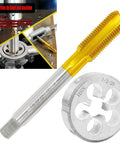 Heavy Duty 40 Piece Stainless Steel Tap And Die Set For Threading Metal, Cast Iron, And Low Steel. tap and die close-up