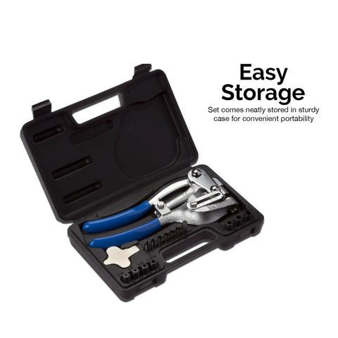 Handheld Power Punch Kit For Precise Holes In Sheet Metal Up To Sixteen Gauge With Chrome Vanadium Cr V Punches in storage case