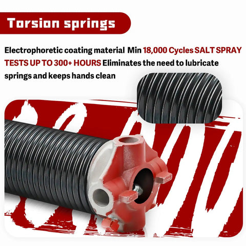 Heavy Duty Garage Door Torsion Spring Set 0.243 Inch Wire, 2 Inch ID, 28 Inch Length For 7 Or 8 Foot Doors, electrophoretic coating