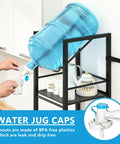 2 In 1 Five Gallon Water Jug Holder With Five Tier Stand And One Dispenser Valve Go To Tabletop Space Saving Water Bottle Storage Rack Organizer For Kitchen Office And Garage, dispensing water