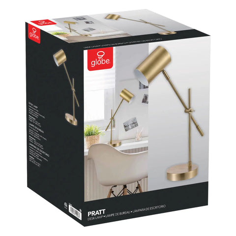 Packaging of Desk Lamp In Matte Brass Finish With Adjustable Height And Balance Arm Inline Rocker Switch Sleek Modern Vibe
