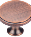Two Pack Round Drawer Pulls In Red Bronze With Vintage Brushed Antique Copper Finish, Dresser Knobs And Cabinet Handles For Cupboards