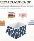 Premium Quality Collapsible Fabric Storage Bin With Secure Flip Top Lid And Sturdy Side Handles With Snowman Design