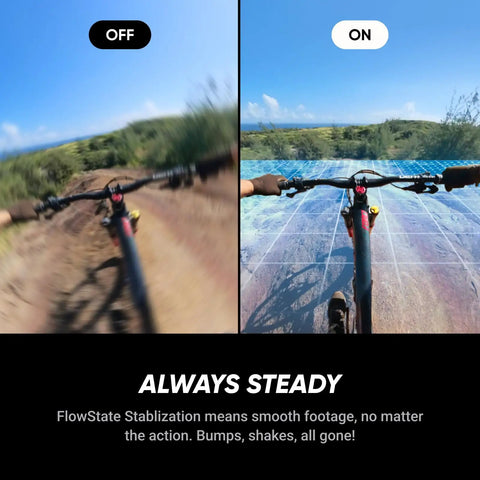 Comparison of stabilization with 8K 360 Degree Action Camera Go To Starter Bundle With Waterproof Build on a bike ride.