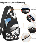 Front and side view of Dope Chest Sling Bag Crossbody Backpack For Travel And Hiking with visible zippered and inside pockets.